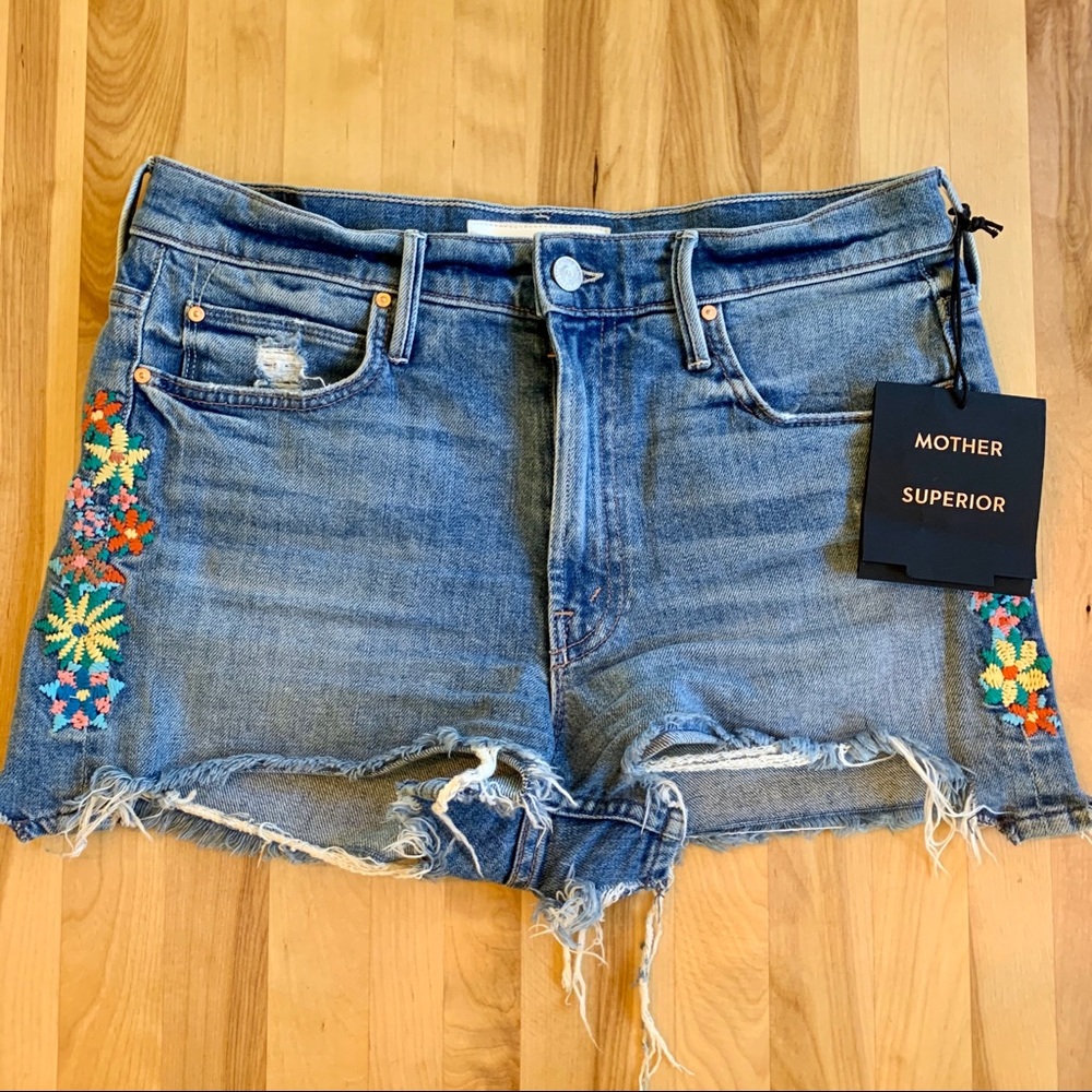NWT MOTHER superior floral shorts size 27